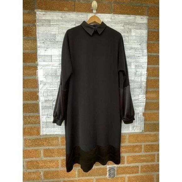 talbot runhof  satin mix collar dress  size 14 - Picture 1 of 12